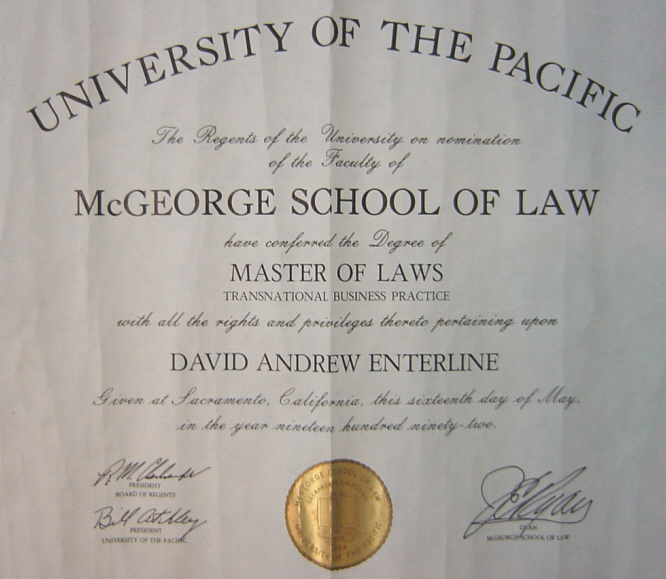 David Enterline – LLM Diploma