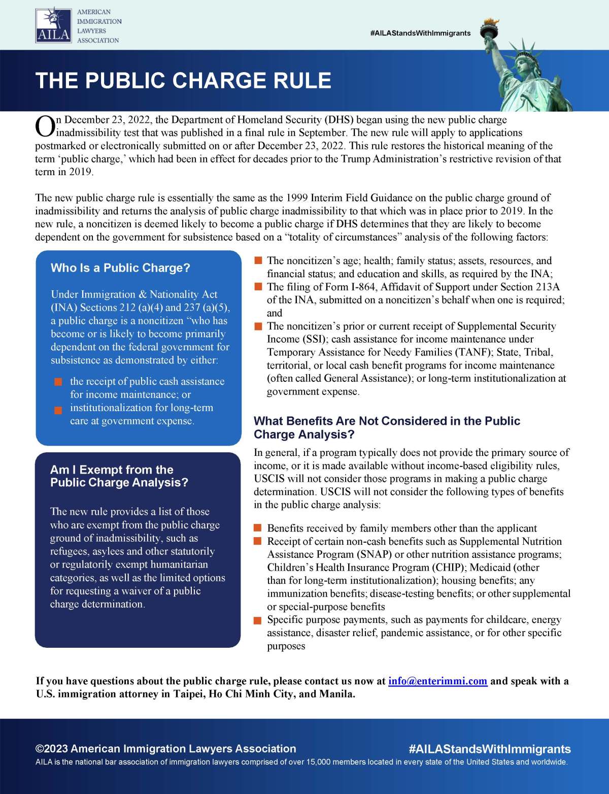 The Public Charge Rule – A Summary from the American Immigration ...